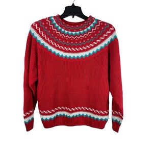 VTG Allison Smith II Red Green Fair Isle Holiday Christmas Sweater NWT 20W